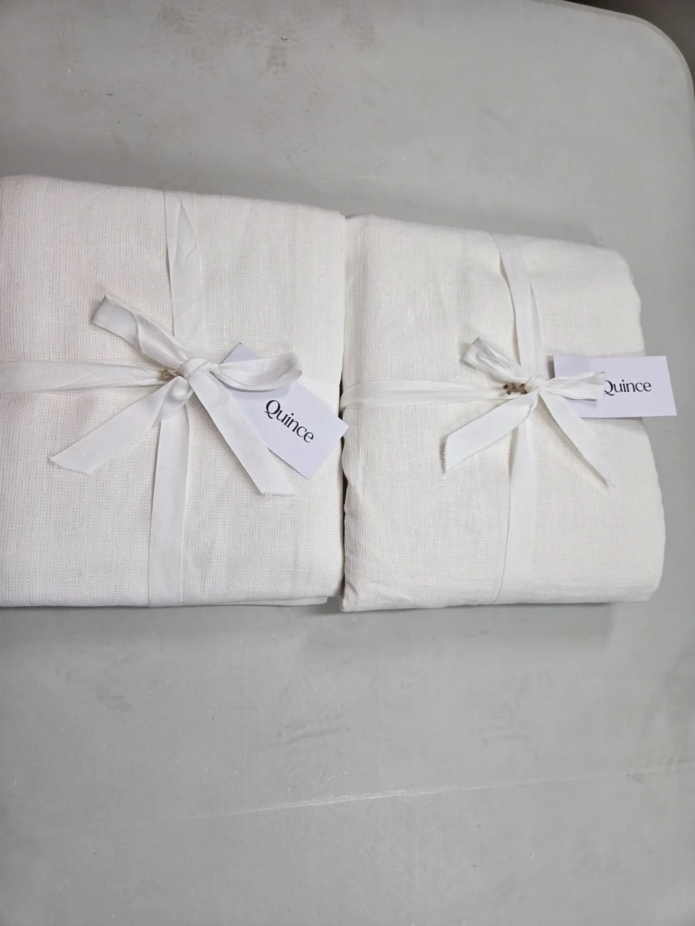 NWT QUINCE Set Of 2 48x84 Heavyweight European Linen Curtains White 0085